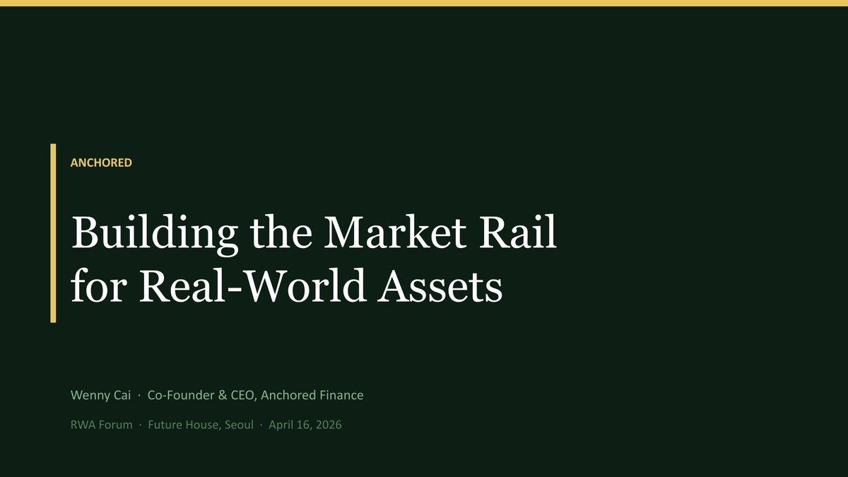 Yesterday at the <a href="/AnchoredFi/">Anchored</a> RWA Forum in Seoul I shared a keynote: Building the Market Rail for Real-World Assets.

Thread of every slide + the argument behind it