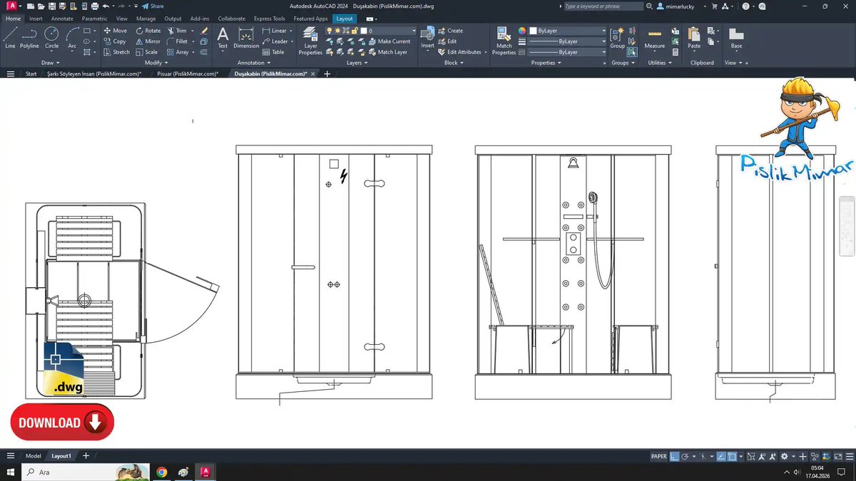 pislikmimarcom's tweet image. ⏬Duşakabin Dwg çizimini ücretsiz AutoCAD formatında indirin, Shower Cabin CAD Block free download for AutoCAD.

Link👉 pislikmimar.com/dusakabin-dwg/

#dwg #architecture #dwgindir #çizim #drawing #pislikmimar #cadblocks