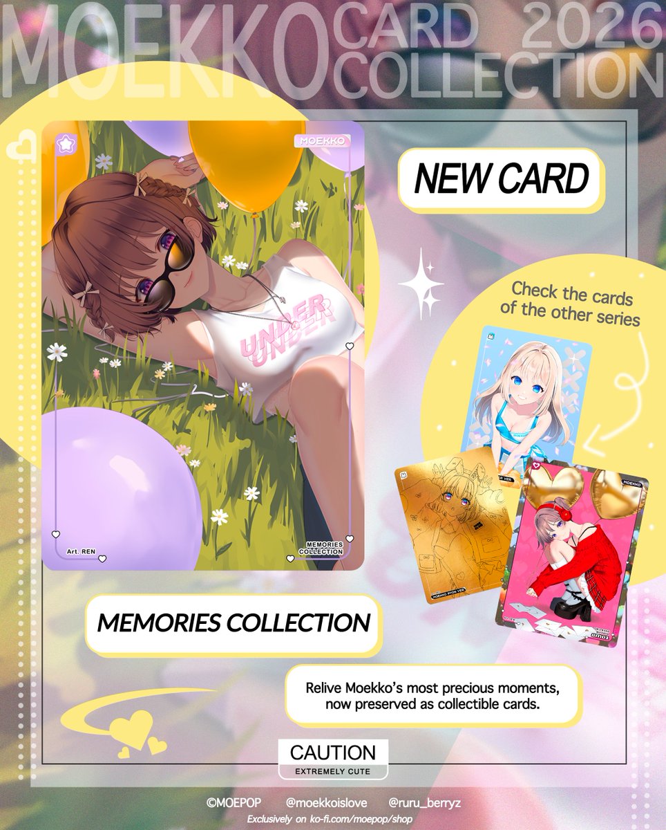 New month, new drop ! 2 new Moekko cards are now available : GIRLFRIEND MATERIAL 02 and new MEMORIES COLLECTION. 

✨ Get yours here: bit.ly/MOECARDS 

#Moekkoislove
