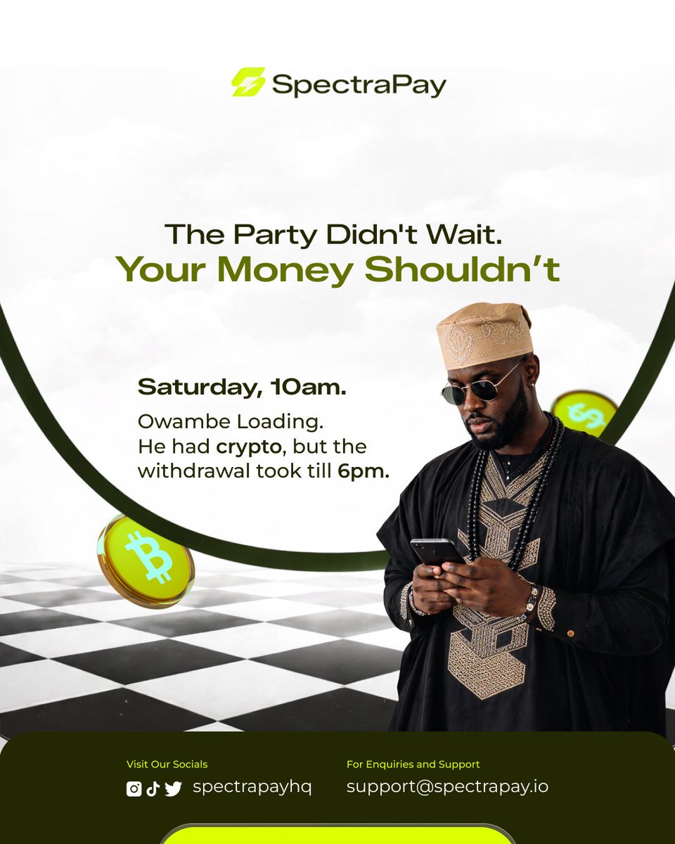 SpectraPayHQ's tweet photo. Your party won’t wait… so why should your money?  Don’t get stuck when it matters most. ⚡ #NoDelays #WeekendReady https://t.co/uj8TWtqvFU