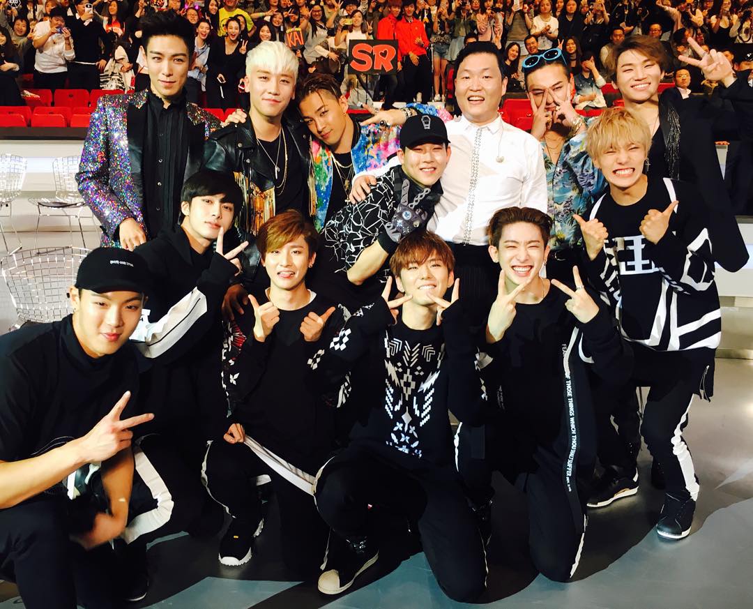 When they were left alone at MAMA 2015, other groups had already left, and they had a blast Gangnam Styling with Chow Yun Fatt, Psy and MONSTA X for the closing. 😂

Daesung still remembers this and mentioned it to MX on an episode of Jib Daesung.