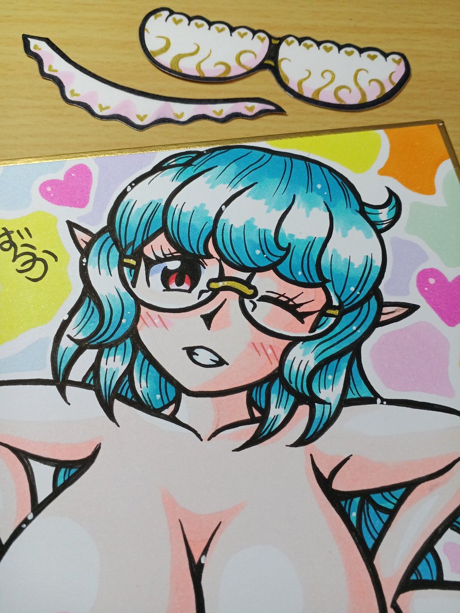 oekaki55baraka's tweet image. ミニ色紙にでっかいビキニのエルフのお姉さんを描きました(^o^)

キャストオフ！

#イラスト
#Illustrator