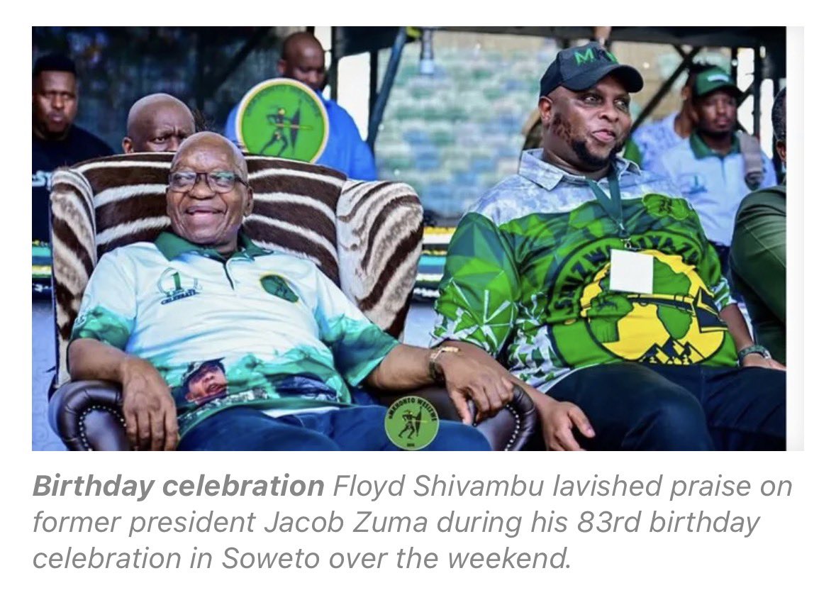 EugeneMt's tweet photo. I think the sooner you accept that you made a blunder by leaving a child you co-parented, it will help you heal from the misdirected and misplaced anger and hate you are displaying at every opportunity you get in attempts to redeem yourself and for political relevance.

I know you to be smart but the Shivambu you have become is no longer the one I marvelled about even before joining EFF. 

These things that you see as childish today, you were part of and never saw anything wrong with standing with your President. There is nothing unique with the “hands-off…” slogan, it has been historically well established and used before EFF was born.

T-shirts with different political leaders are not something new, and as a political scholar, you have better facts to these practises that you also implemented.

At “Hands-off JZ” you were there with us!

So to now want to characterise such actions of carrying toy guns as childish, is hypocrisy of the highest order. I think you can research better and find more pics of toy gun caring cadres symbolising the readiness and willingness to fight for freedom.

Please redeem yourself in an impeccable and politically mature manner in order to prove that you are not opportunistic but capable of doing for Mayibuye what you claimed to have done for EFF. I have chosen to engage respectfully s, stop stooping low… @EFFSouthAfrica