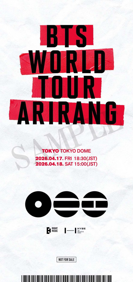 BTSの東京ドーム公演限定の「オリジナルチケット風カード」プレゼント