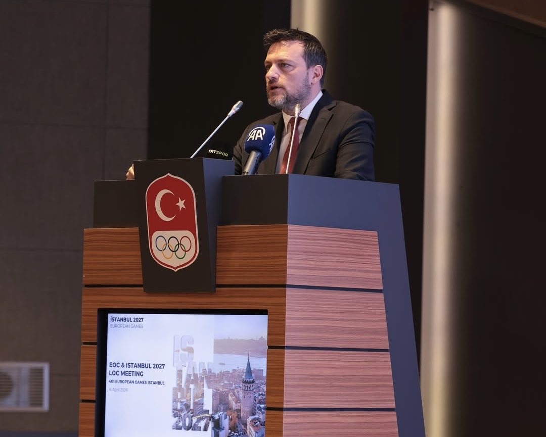 The_EOC's tweet photo. The EOC and the Istanbul 2027 Local Organising Committee (Ministry of Youth and Sports, Istanbul Metropolitan Municipality and Turkish Olympic Committee) met at the Turkish Olympic Committee’s Olympic House in Ataköy to review preparations across all key areas 🇹🇷

#EuropeanGames https://t.co/rBFFXNgAo5