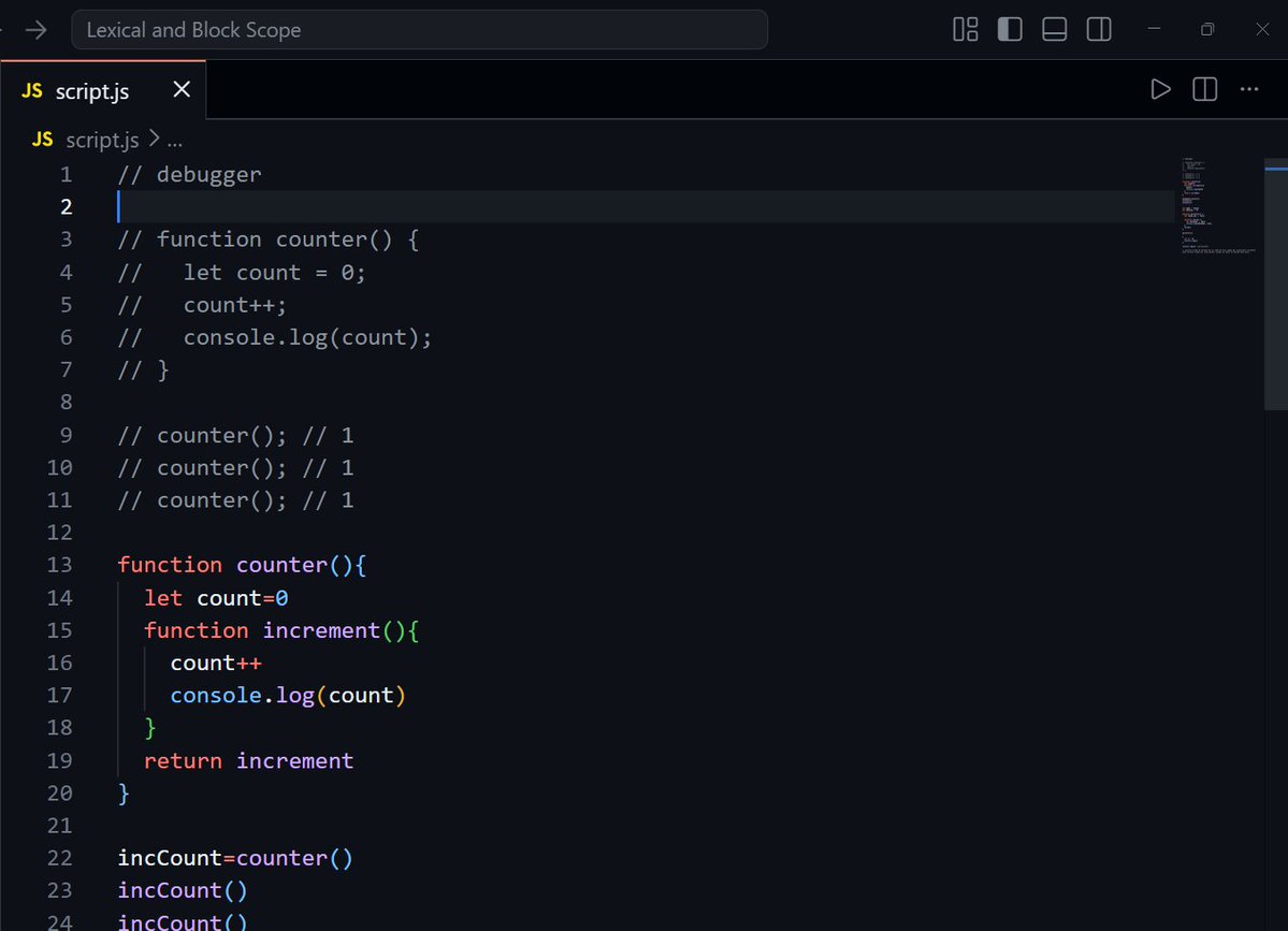 AK_FrontEnd's tweet image. Just cracked JS scopes:

Global → everywhere
Local → inside function
Lexical → where code is written
Block → { } with let/const
JS isn’t confusing, concepts mixed hote hain.
#JavaScript #JS #WebDev #Frontend #Coding #LearnInPublic #100DaysOfCode #CodingLife #DevCommunity