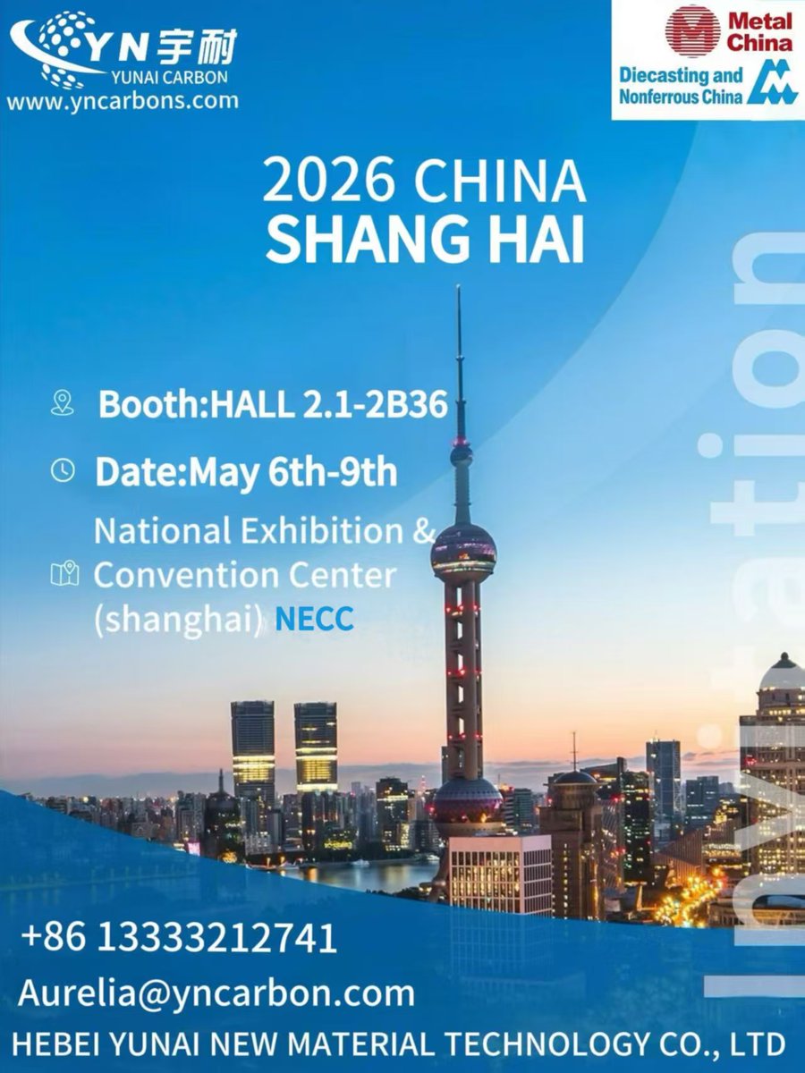 aureliayncarbon's tweet image. Next stop: Metal China 2026, Shanghai! 🇨🇳

Come find us at Hall 2.1, Booth 2B36 from May 6-9. 
We’re talking Green Steel, high-efficiency GPC/CPC, and the future of foundry. 

See you there! 👋 
#SteelIndustry #Foundry #MetalChina