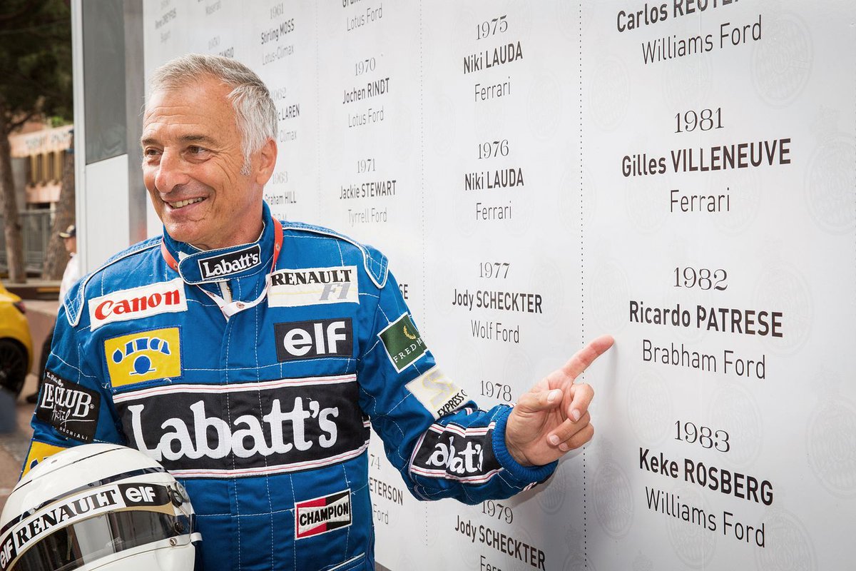 ACM_Media's tweet image. 🎂 Nous souhaitons à joyeux anniversaire Riccardo Patrese, vainqueur du #MonacoGP 1982 🥳🇲🇨 mais aussi,

🥇 x6 victoires | 🏎 x8 pole positions | 🥈🥉 x37 podiums

—

🎂 We wish a Happy Birthday Riccardo Patrese, winner of the 1982 #MonacoGP 🥳🇲🇨 but also,

🥇 x6 victories | 🏎