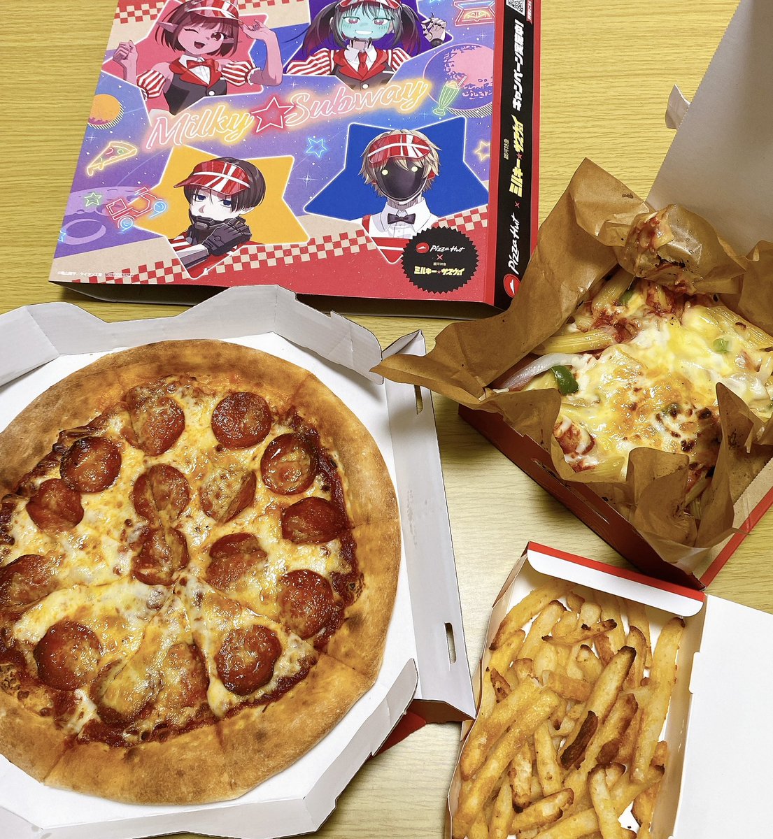 iukm_0117's tweet photo. ミルサブのコラボ終わる前にもう一回ピザハット注文🍕
初めてナポリタン食べたけどめちゃ美味しかった♡
ごちそうさまでした🙏 https://t.co/YO51eVn0W9