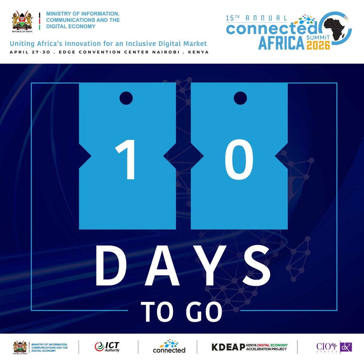 CAS2025_'s tweet image. The right people are locking in. Are you?
🎟️ tickets.connected.go.ke/events/connect…
@ICTAuthorityKE @MoICTKenya @dx5ve 
#Countdown #DigitalAfrica #TechLeadership