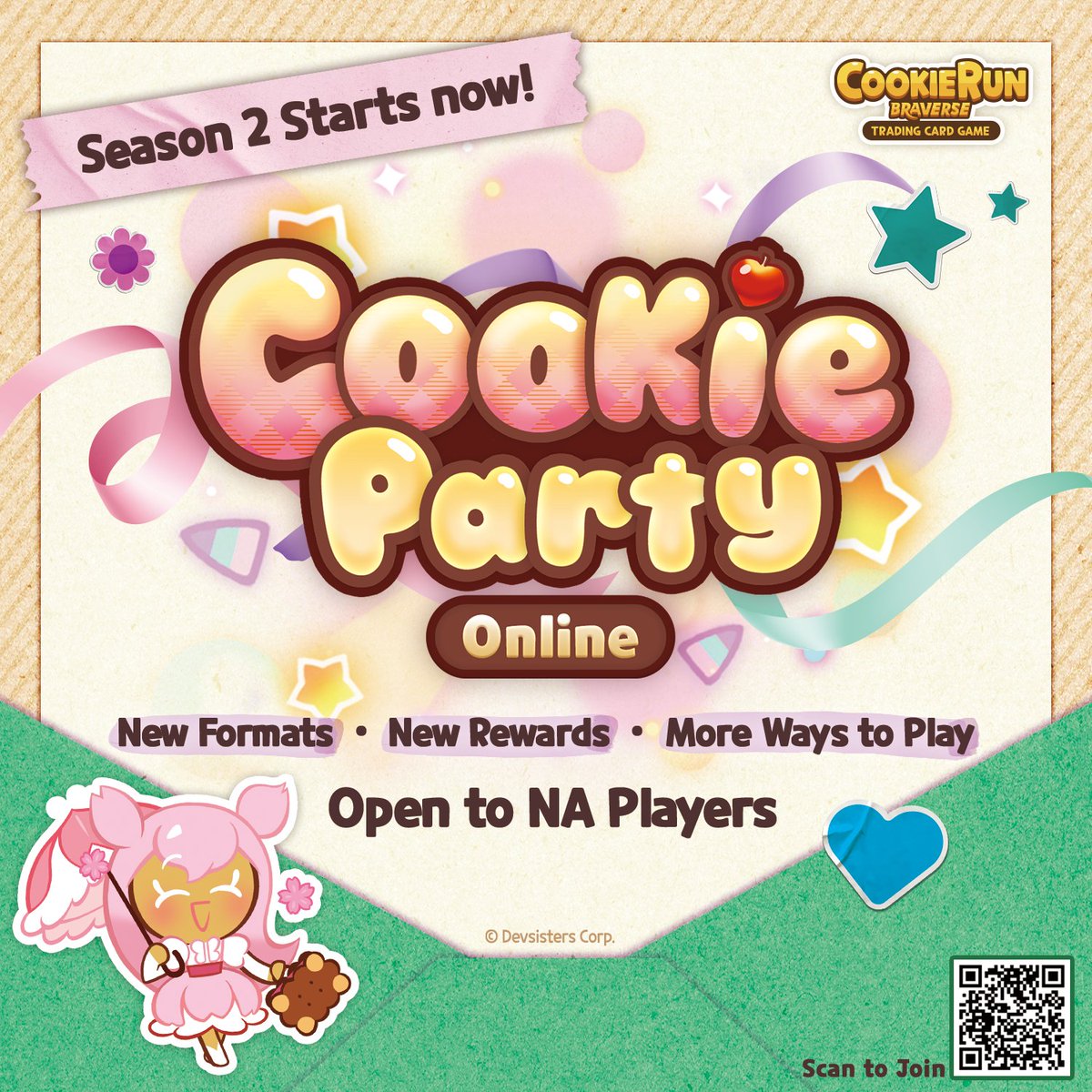 CRBraverseEN's tweet image. No locals? No problem.

Cookie Party Online is bringing weekly promos, competitive matches, and CookieRun chaos — straight to your webcam!

See you on camera.🍪🔥

#CookieRunTCG #CookieRunBraverseTCG #TCG #OnlineTournament #PlayFromHome #PlayTCG #WebcamTCG #PlayTCG