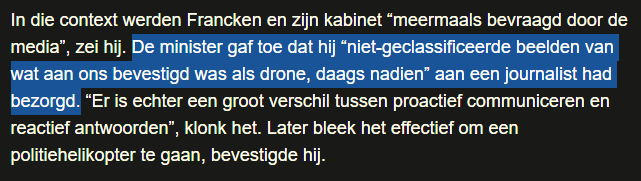 psy_aviah's tweet photo. @FransStevens4 @BelgaNewsAgency Jij en defensie waren in de reportage gevraagd. Je ontkent dat zelf niet. Wat betreft de ochtend, je zal je kans nog wel krijgen.

Waarom verklaarde je dat niet eerder? Dat is zorgen voor transparantie, als je weet dat 't een politieheli is en dat verzwijgt, speelt 't in voordeel https://t.co/SvXdPYpybY