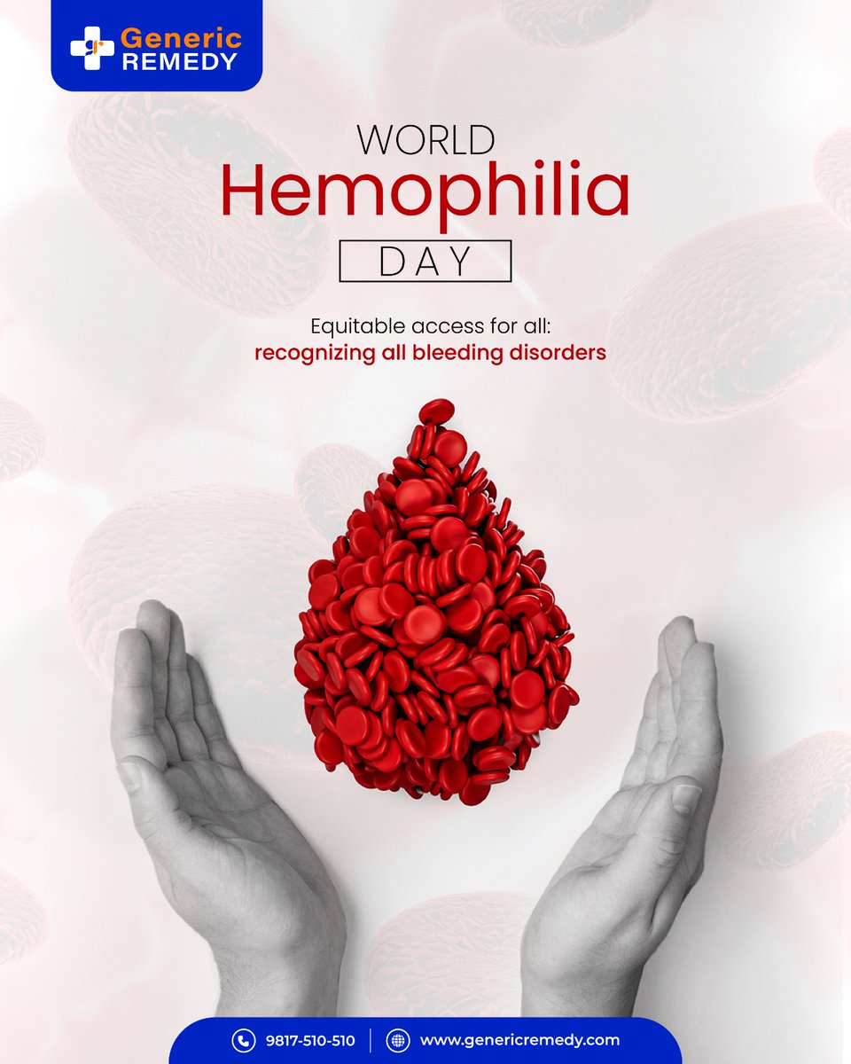 genericremedy's tweet photo. On World Hemophilia Day, let’s stand together to spread awareness about bleeding disorders and the importance of early diagnosis &amp; care.

Generic Remedy -  Sehat Samajhdari Se

#genericremedy #worldhemophiliaday #healthcareawareness https://t.co/EKAxNxGyJu