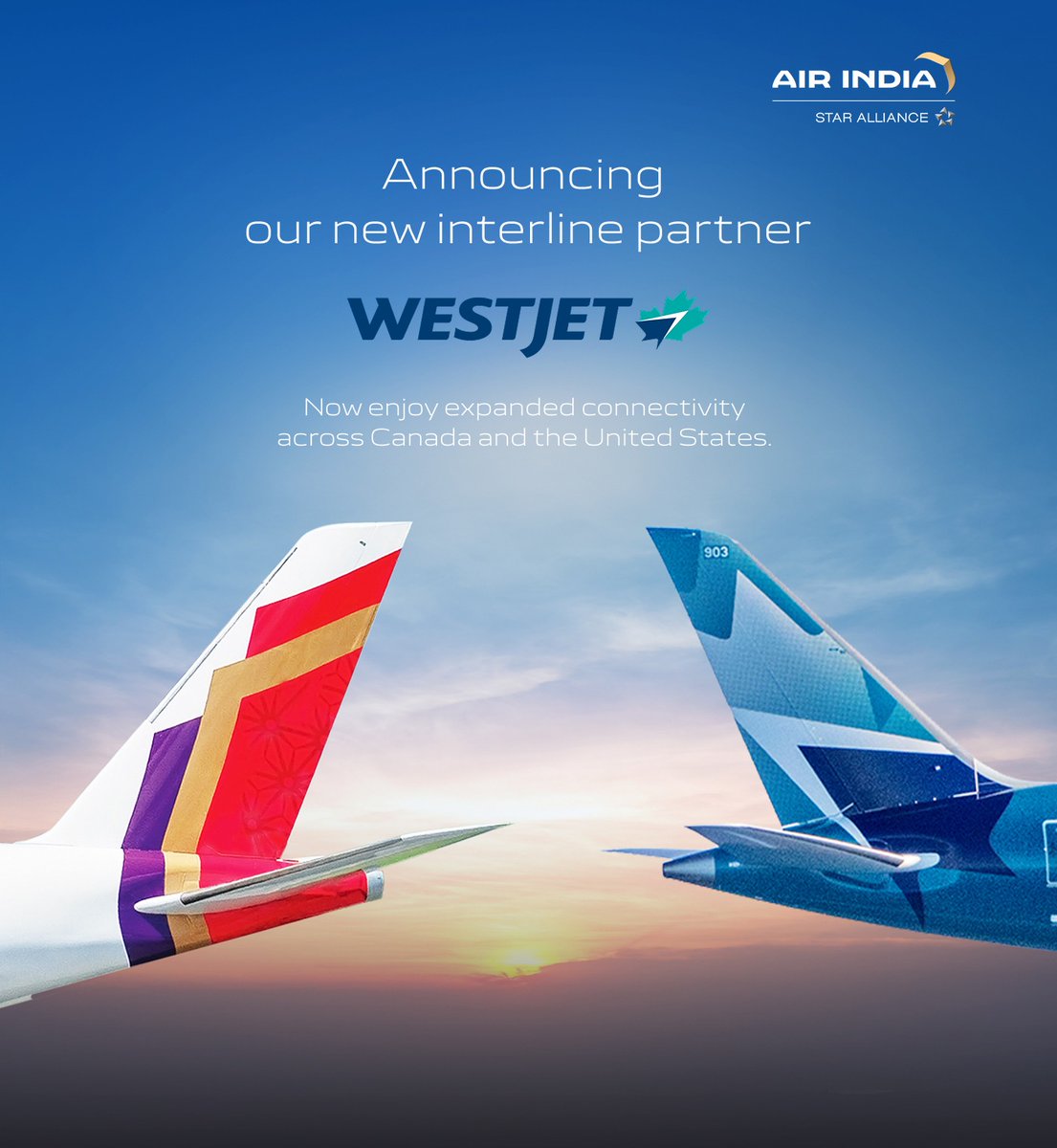 airindia's tweet image. We are announcing a new interline partnership with WestJet, expanding our connectivity across Canada and the United States.

Through this partnership, our guests can access over 30 destinations across Canada and the U.S. via Toronto and Vancouver - on single-ticket itineraries
