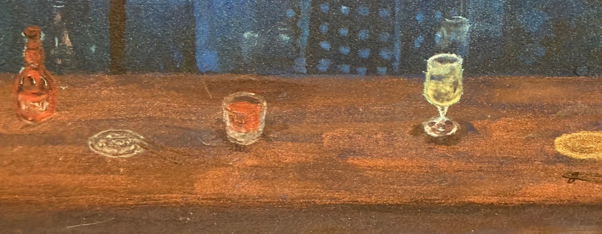 apollo__gallery's tweet photo. 練佳昕個展《夜遊者》

城市裡的夜遊者49-小酌 
Night Wanderers in the City No.49 - A Quiet Drink 
30×40cm 2026 https://t.co/LVnfUVZyTd