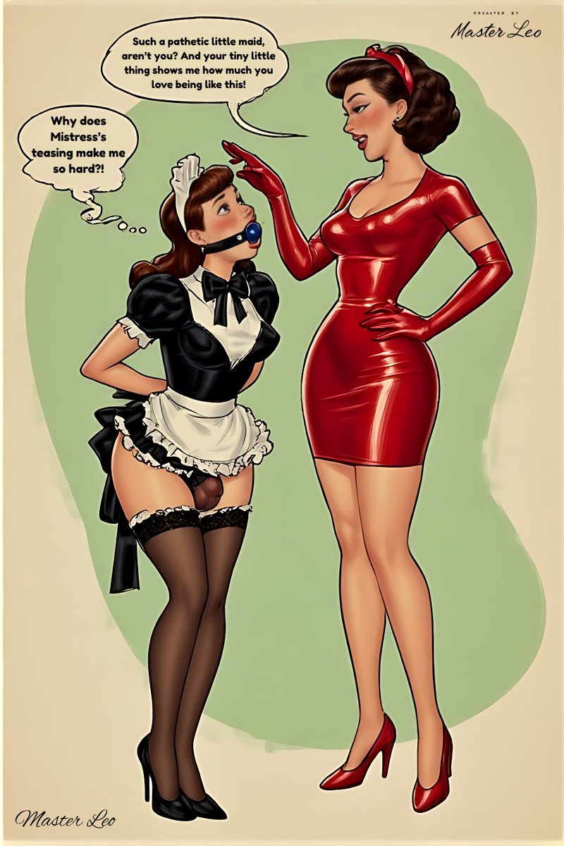 DaveSmith170484's tweet photo. "The Maid’s Discipline" – By Master Leo
A maid in a black uniform stands before her stern Mistress, dressed in red latex. The maid’s posture reflects obedience, while the Mistress’s confident stance underscores her authority.
Custom vintage-style art available—DM for commissions. https://t.co/xkT9CFMWG8