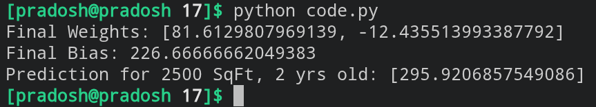 er_pradosh's tweet photo. Built a regression model from scratch - no libraries, just math, matrix ops &amp; gradient descent.

From data leakage to production-ready design, this is how ML really works under the hood.

Final prediction: 295.92 🚀

Read: https://t.co/14qJ2SLqOo
#MachineLearning #DeepLearning https://t.co/tkwh3extcw