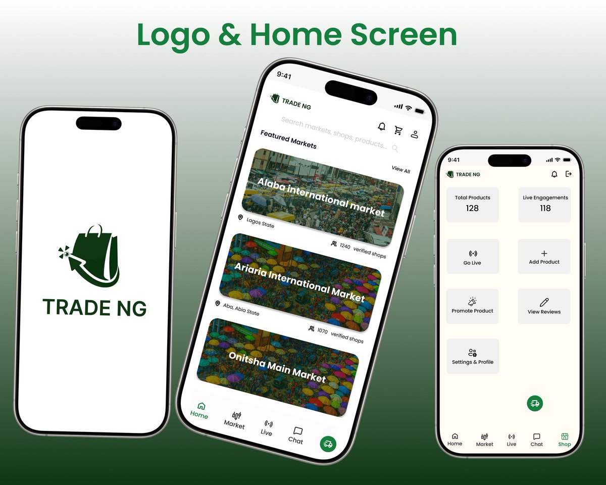 KayGtech's tweet photo. Introducing Trade NG  a smarter way to buy, sell &amp; connect.
A live-driven marketplace where you can watch, chat, and shop in real time.
✨ Live selling
💬 Chat with sellers
🛍️ Smart storefronts
📢 Built-in promotion tools
Proud to be part of the UI/UX team bringing this to life. https://t.co/X4KWGhN1JB