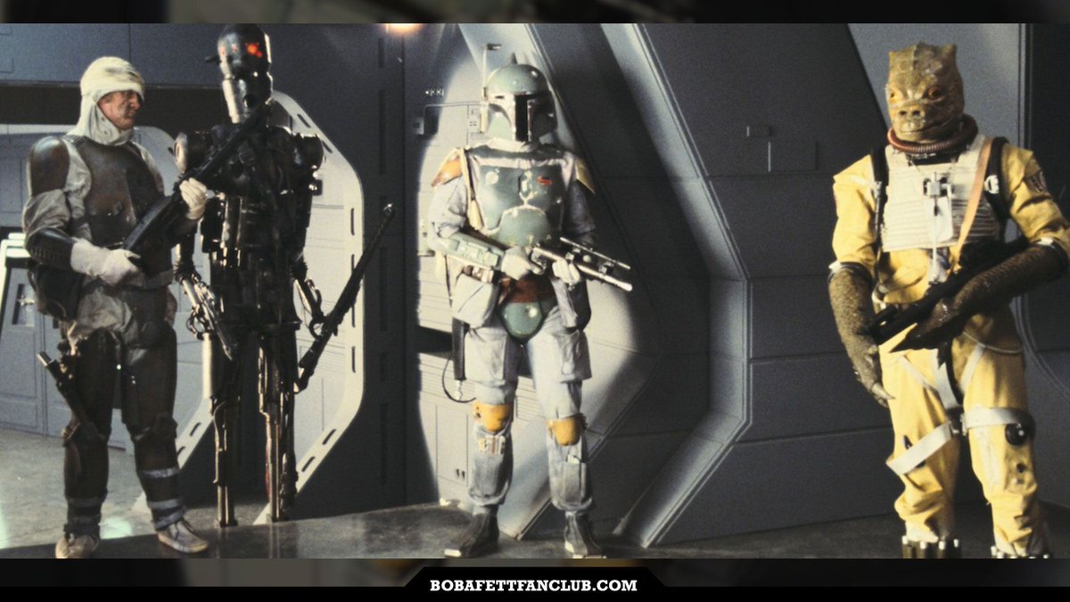 bobafettfanclub's tweet image. Scene 316 of #TheEmpireStrikesBack – featuring #BobaFett on the Imperial Star Destroyer – began filming on this day in 1979

This was the second scene in the production schedule where Jeremy Bulloch wore the armor

#Dengar #IG88 #Bossk #BobaFettFanClub #DailyFett