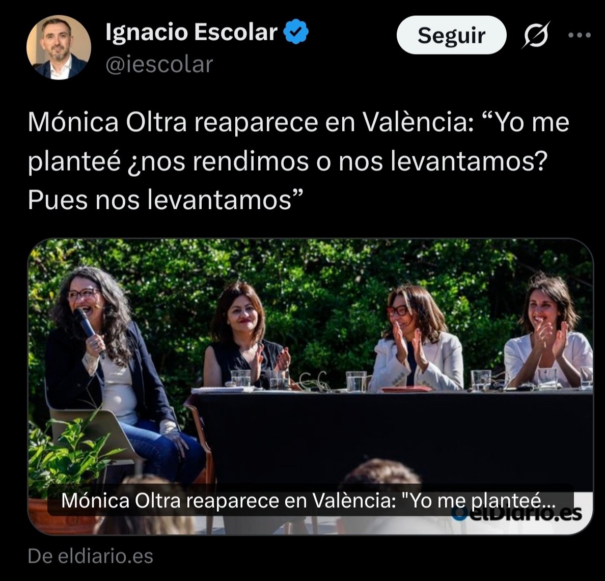 Ayer en X le sacaron los colores a la buena gente de ElDiario por intentar "invisibilizar" a Irene Montero en el acto celebrado en Valencia junto a Mónica Oltra y no les quedó otra que rectificar