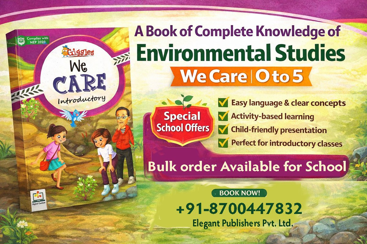 ✨We Care – Environmental Studies (Classes 0 to 5) ✨

📘 A Book of Complete Knowledge of Environmental Studies

🎯 Special School Offers Available

🏫 Elegant Publishers Pvt. Ltd.
📞 Contact Number: +91-8700447832