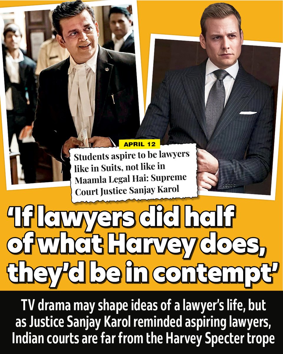 bombaytimes's tweet image. From #Suits swagger to #MaamlaLegalHai chaos—what’s real law like?

@ravikishann @GabrielMacht #Suits #MaamlaLegalHai