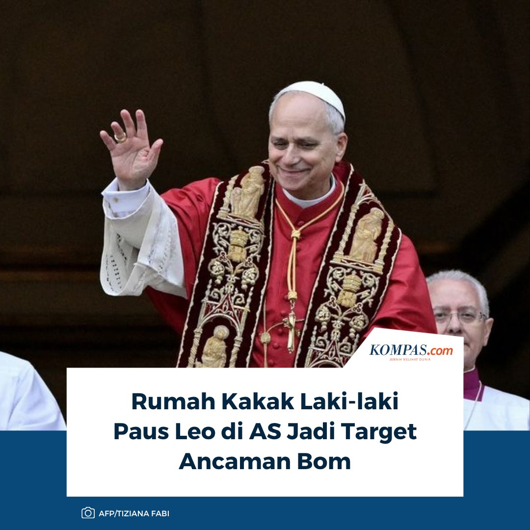 kompascom's tweet image. Rumah pribadi kakak laki-laki Paus Leo XIV di Illinois, Amerika Serikat menjadi target ancaman bom pada Rabu (15/4/2026) malam waktu setempat.

Baca di sini: kompas.com/tren/read/2026…

~AA #Amerika #PausLeo #Bom