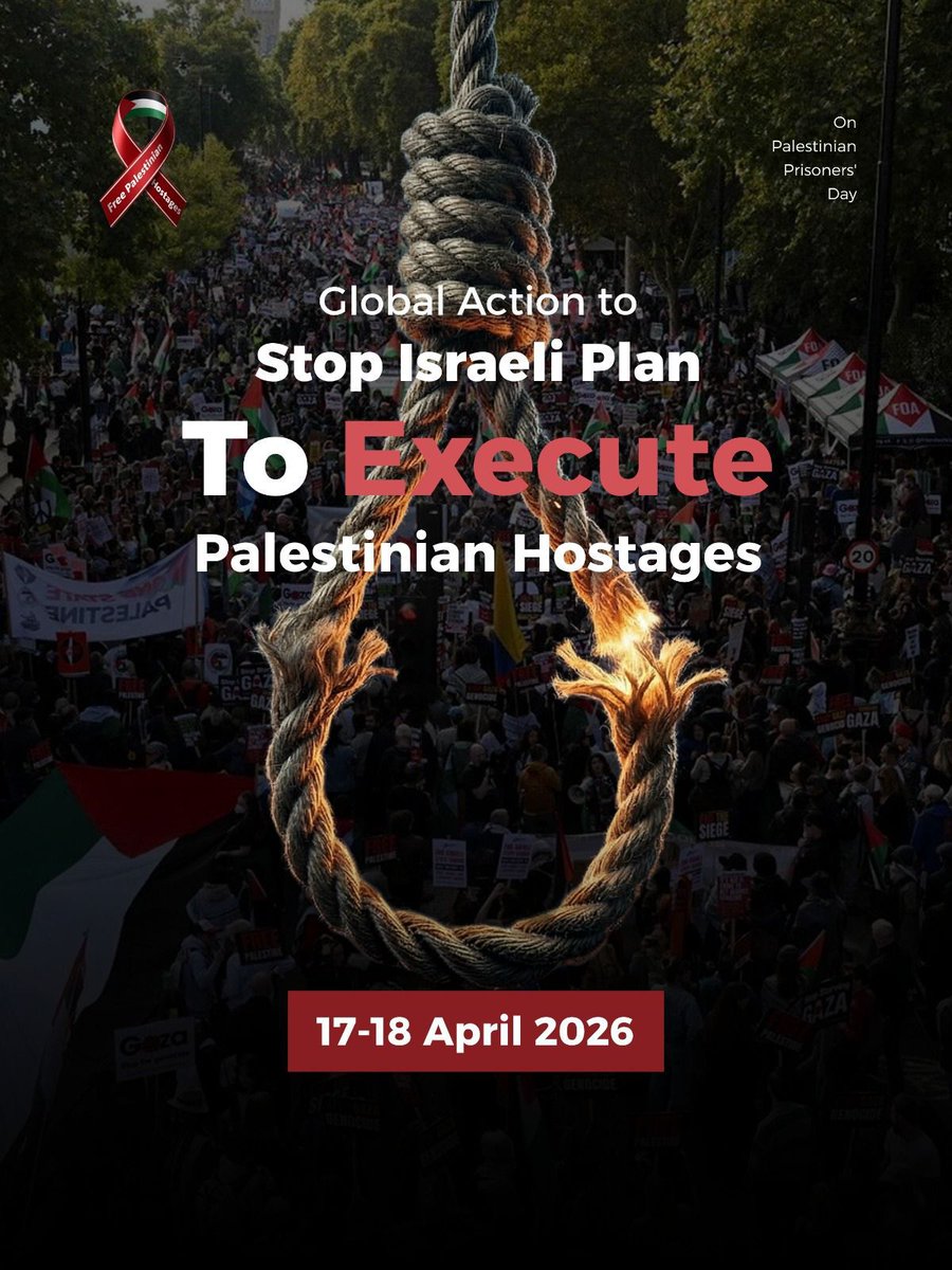 Across the globe, people are rising up today to stop the execution of Palestinian prisoners.
More than 9,600 detainees, including children and women, remain behind bars.
Act now. Raise your voice.
#FreePalHostages