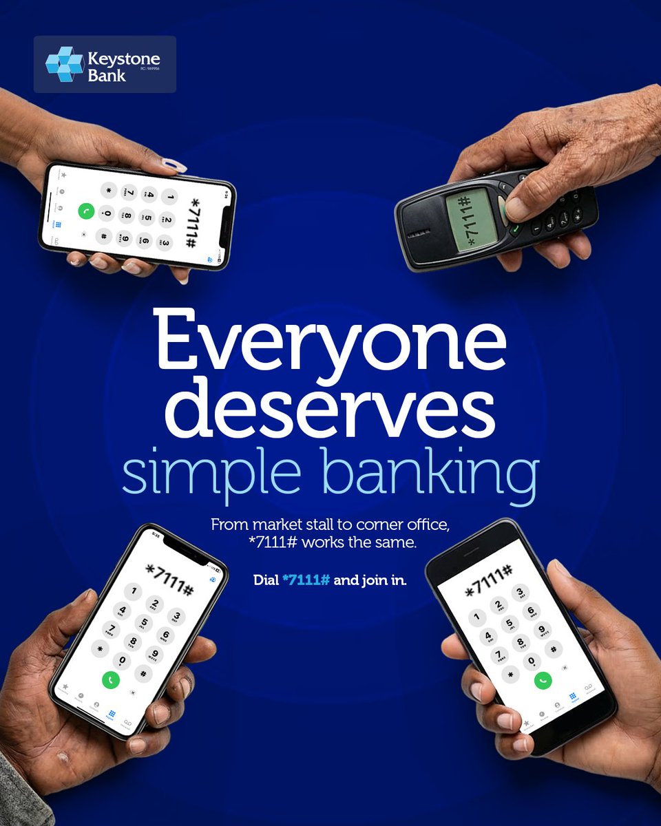 keystonebankng's tweet image. Whether you’re in Ikeja, Kano, Warri, or somewhere with just one bar of signal, *7111# works. No internet. No stress.

Dial *7111# to get started

#MakeItHappen 
#KeystoneBank