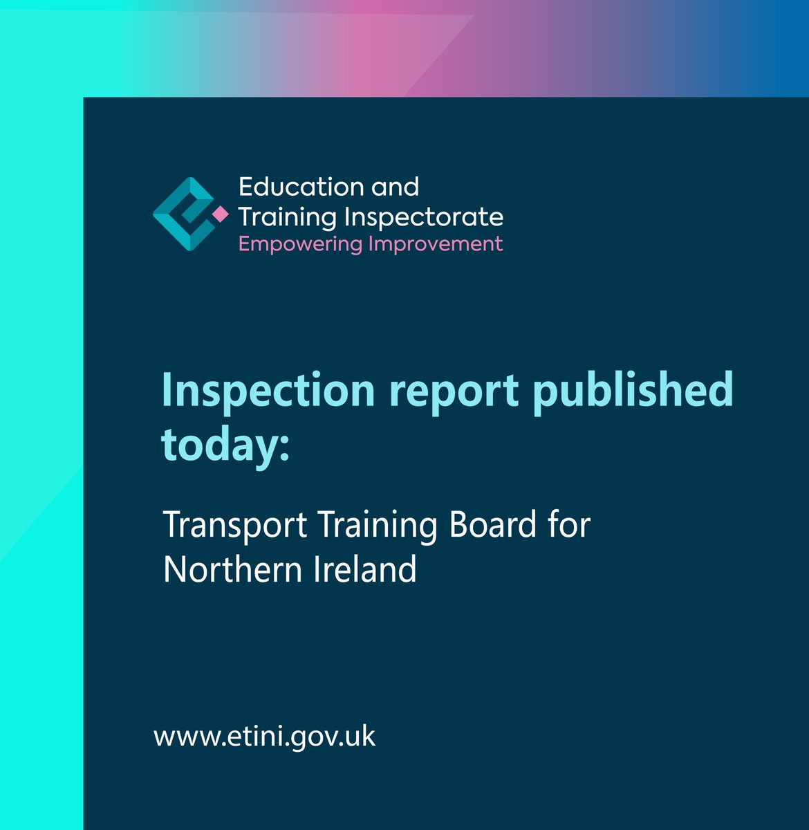ETI_news's tweet image. An Inspection report on the ApprenticeshipsNI provision in Transport Training Board for Northern Ireland, #Crumlin has been published tinyurl.com/Report-AppsNI-…
#WorkBasedLearningNI