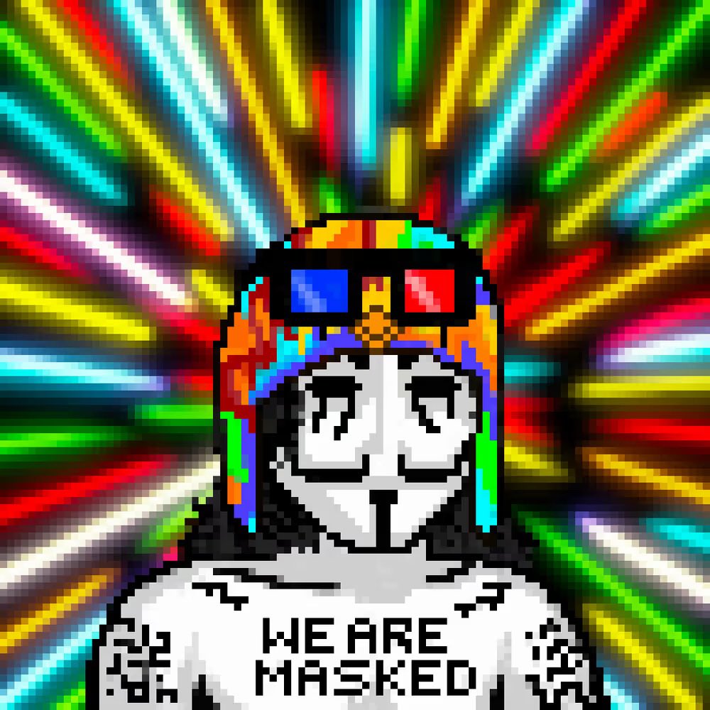 _MASKED_NFT_'s tweet photo. Hey @BR4ted 👋 

This was one of our favourite 1/1’s to work on, incorporating the colourful vibes of your current PFP and integrating it into our own MASKED style - this is now in your wallet.

Hope you enjoy it! 🌈 https://t.co/womyGsrOWf