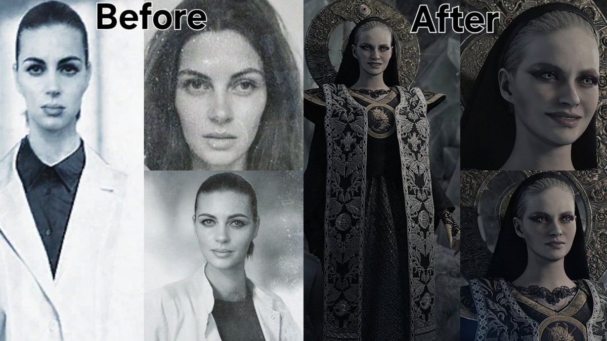 2003_sarah_s's tweet image. Miranda before &amp;amp; after she became an immortal, evil bioterrorist. Over 100 years appart between those pictures. Her eyes turned piercing grey &amp;amp; her hair blonde. One of the best villain designs I’ve ever seen in a game!

What do you think?

#RE #ResidentEvil #REVillage