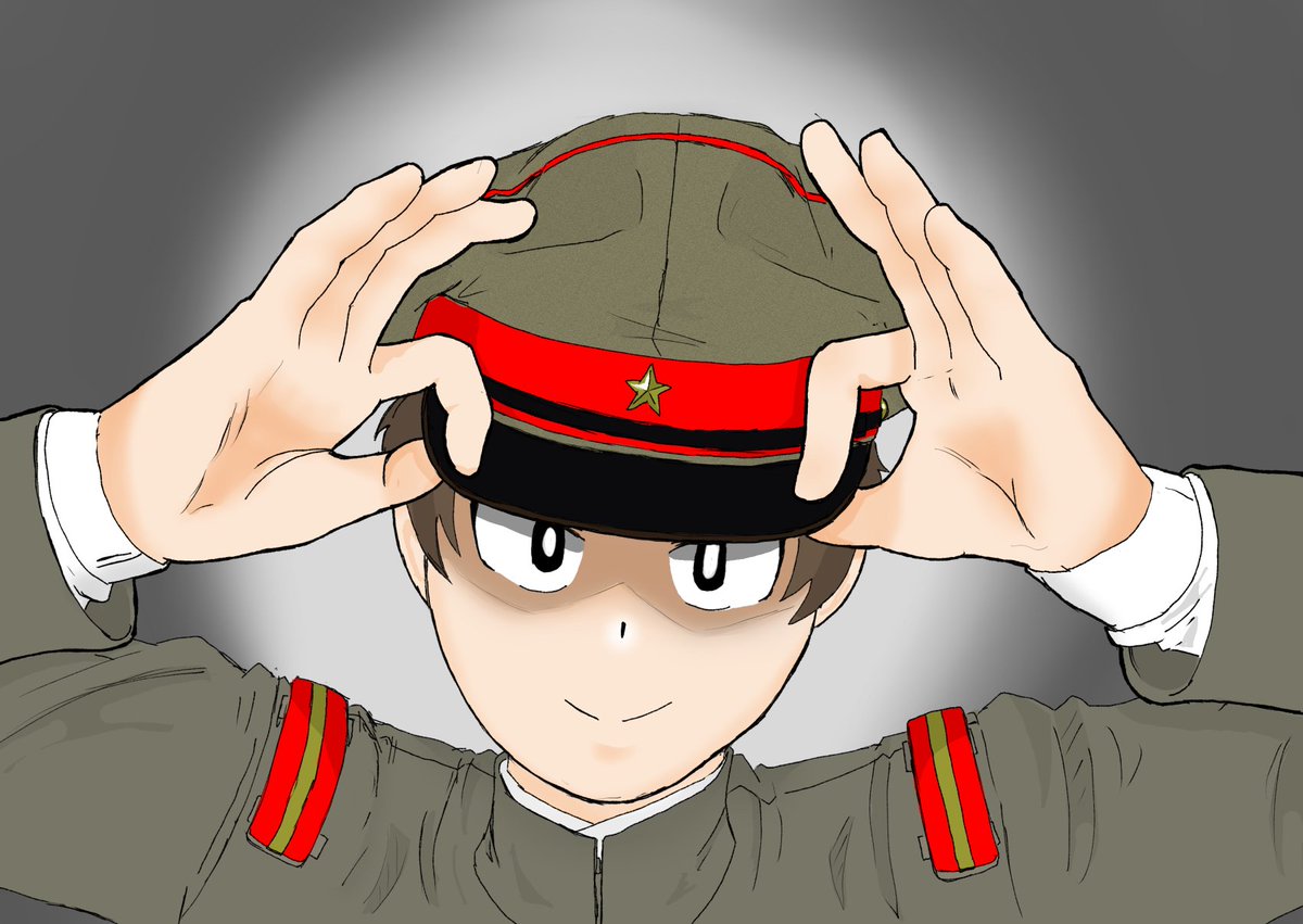 「クラッシュし過ぎてチェッコ式みたいになってる軍帽。 いろいろとAIに聞いたり、陰」|矢舷陸宏＠Skeb募集のイラスト