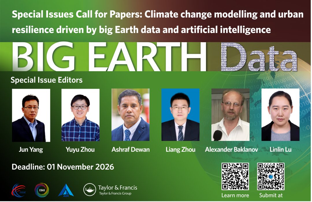 BigEarthData1's tweet photo. 📢 Call for Papers | Climate change modelling and urban resilience driven by big Earth data and artificial intelligence
👉 https://t.co/vjEwOCshh5.
💞 Guest Editors: Jun Yang, Yuyu Zhou, Ashraf Dewan, Liang Zhou, Alexander Baklanov, Linlin Lu
🌍 Background & Aim
With the intensification of global #climatechange, its impacts on natural #ecosystems, socio-economic structures, and human #health are becoming increasingly pronounced. #Urban areas, home to over half of the world’s #population and engines of the global #economy, are both critical contributors to and frontline responders to this crisis. This Special Issue aims to showcase the latest global research findings and explore the application of big Earth data and #AI technologies in climate change modeling, promoting interdisciplinary integration and advancing the development of a more sustainable and resilient society.
🔍Potential Topics (Including but Not Limited To):
• Improvement of #climate models driven by big Earth data
• AI-Enhanced climate change prediction and extreme event #forecasting
• Integration of multi-source data and climate change modeling
• Application of AI in the calibration and validation of climate models
• Climate change simulation supported by #cloudcomputing and #highperformancecomputing (#HPC)
• Application of big Earth data and AI in urban climate #riskassessment
• Optimization of Nature-Based Solutions (#NBS) with AI and #bigdata analytics
• Quantifying climate impacts and adaptation progress using #SDG indicators
• Equity and justice in urban #resilience
• Adaptation to #extremeclimate in mountainous cities
#BigEarthData #AIinClimate #UrbanResilience #SpecialIssue #bigearthdata #digitalearth #earthobservation #remotesensing #GIS #geoscience #GeoAI #ArtificialIntelligence #sustainability #callforpapers