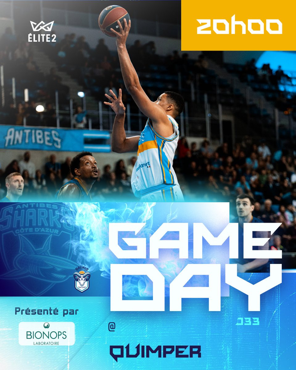 AntibesSharks's tweet photo. ⚔️ 𝙅𝙤𝙪𝙧 𝙙𝙚 𝙈𝙖𝙩𝙘𝙝 ⚔️
🏀 Nos Sharks se déplacent à Quimper ce soir pour la J3️⃣3️⃣ de @ELITE2_officiel
⏰ Coup d’envoi 20h
🎥 Rencontre diffusée sur LNB TV et @BFMCotedazur
#GoSharks #TechForBasketball
🤝 Ce match est présenté par notre partenaire @Bionopslab https://t.co/IzFkWZ5EVe