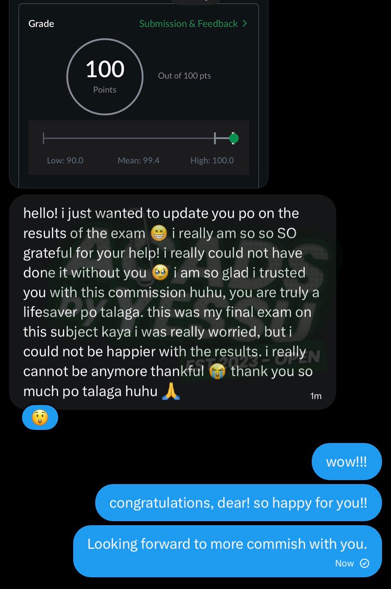 ✨ PROOF OF FEEDBACK ✨

📝Output: Law Final Exam

— "𝑰 𝒄𝒐𝒖𝒍𝒅 𝒏𝒐𝒕 𝒉𝒂𝒗𝒆 𝒅𝒐𝒏𝒆 𝒊𝒕 𝒘𝒊𝒕𝒉𝒐𝒖𝒕 𝒚𝒐𝒖....𝑰  𝒂𝒎 𝒔𝒐 𝒈𝒍𝒂𝒅 𝑰 𝒕𝒓𝒖𝒔𝒕𝒆𝒅 𝒚𝒐𝒖 𝒘𝒊𝒕𝒉 𝒕𝒉𝒊𝒔 𝒄𝒐𝒎𝒎𝒊𝒔𝒔𝒊𝒐𝒏....𝒚𝒐𝒖 𝒂𝒓𝒆 𝒕𝒓𝒖𝒍𝒚 𝒂 𝒍𝒊𝒇𝒆𝒔𝒂𝒗𝒆𝒓..." —

Thank you,