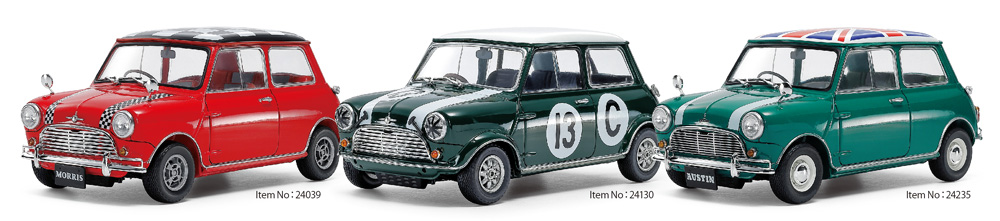 【プラモデル予約開始】タミヤ スポーツカー 1/24 
24235 オースチン ミニクーパー 1275S Mk.I → 1999.co.jp/11371054
24039 モーリス ミニクーパー 1275S Mk.I → 1999.co.jp/11371084
24130 モーリス ミニクーパー レーシング → 1999.co.jp/11371085
クラシックミニが3種登場！