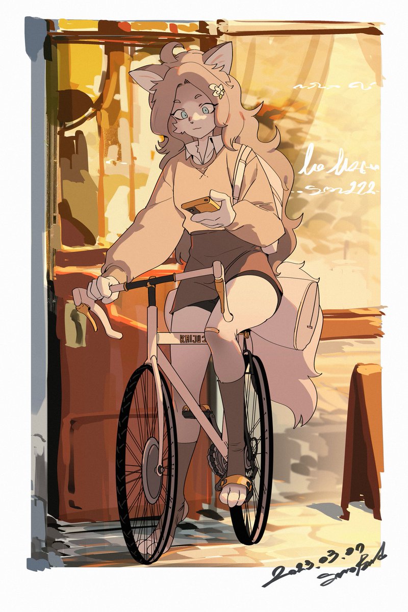 i think she is on a bike