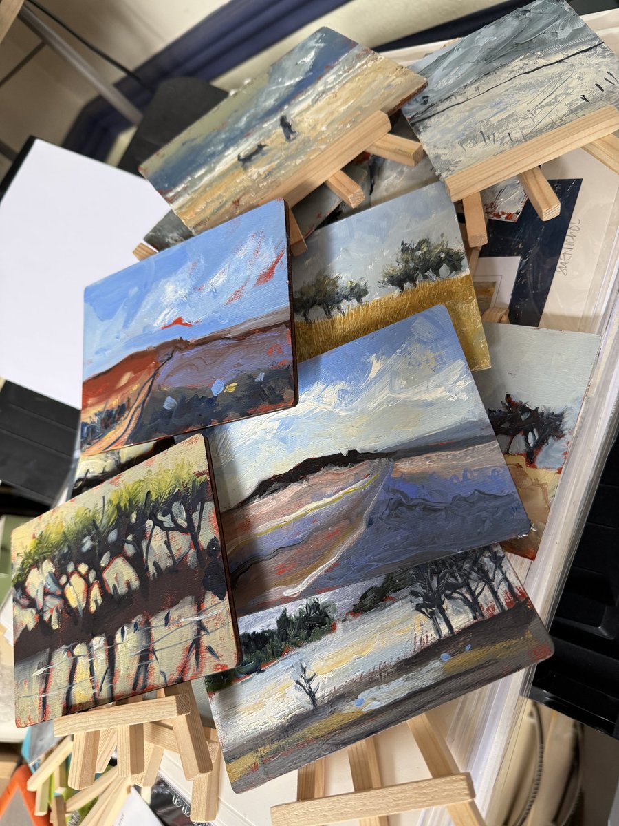 staithesartist's tweet image. A #collection of #postcardart all ready and waiting for #openupsheffield I wonder what would make a good collective noun for a group of #miniatures. Suggestions on a #postcard 🤣