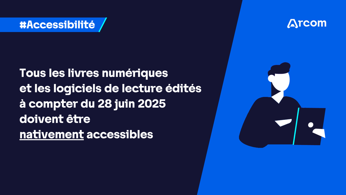 Arcom_fr's tweet image. 💻 #Inclusion | Depuis le 28 juin 2025, l’Arcom est en charge du contrôle de l’accessibilité des livres numériques et des logiciels de lecture nouvellement édités.

Découvrez l’action du régulateur : arcom.fr/nous-connaitre…