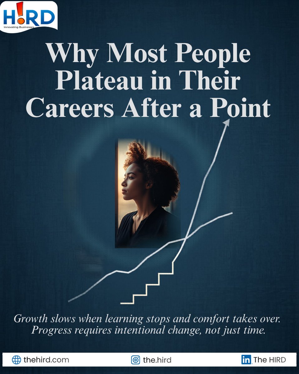 TheHird2's tweet image. Most careers don’t plateau because of a lack of talent—they plateau because growth becomes passive. When learning slows and comfort takes over, progress naturally follows the same path.

#Hird #CareerGrowth #ThoughtLeadership #ProfessionalDevelopment #CareerPlateau #WorkSmart