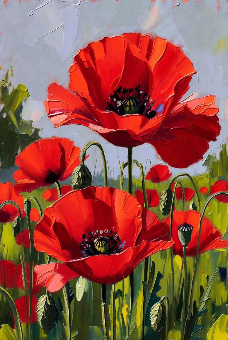 AArtshock's tweet image. Impasto oil painting of poppy flowers

#poppy #flowers #floral #red #impasto #oilpainting #painting #aiart #retro
