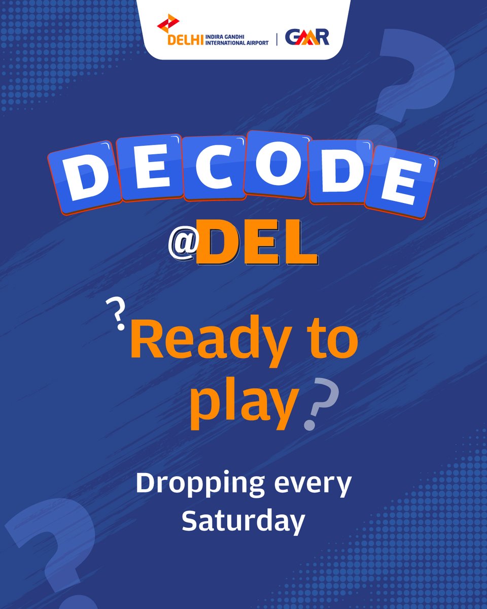 DelhiAirport's tweet image. Something fun is taking off this Saturday 👀✈️
A little puzzle. A little travel hack.

 Are you ready to decode what’s coming? 🧩😉
#DecodeAtDEL #DelhiAirport #StayTuned