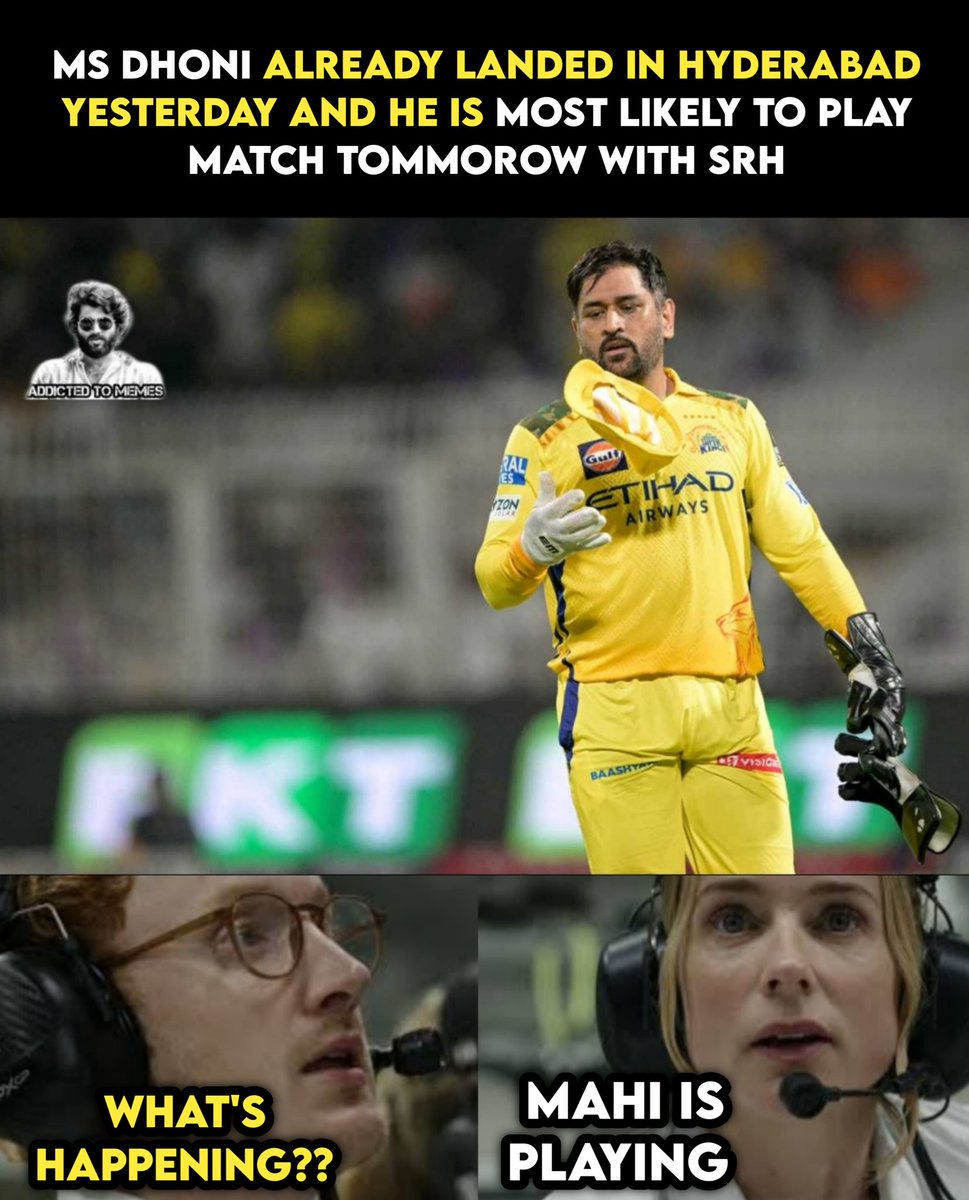 Addictedtomemez's tweet image. Strong Buzz aithe undi ❤️🔥
Okavela aaduthe E Season lo First Match mana #hyderabad lone 

#cskvssrh #msdhoni