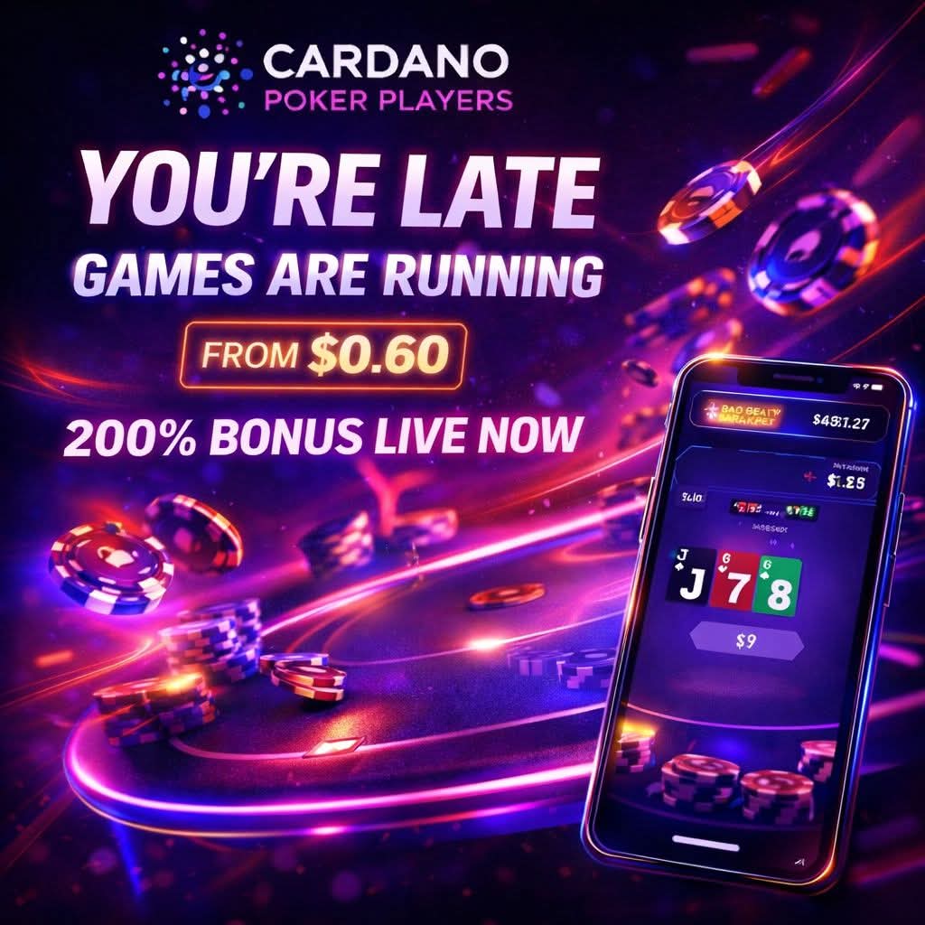 ADAPokerPlayers's tweet image. Games are already running.
Seats are filling. Pots are building.

Cash games from $0.60 - $1000.
200% deposit bonus. 
Weekly rakeback. 
Bad Beat Jackpot. 

You can watch…
or you can be in the hand.

👇
play.weplay.network/?affiliate=ada⁠

+18
Full Terms Apply
#Cardano #Poker #CashGames