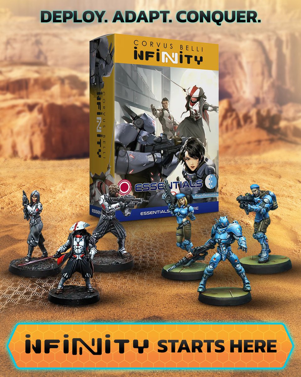InfinityTheGame's tweet image. Your first mission awaits. Build your squad and take the first shot. Get the Infinity Essentials Starter kit. Link in bio. #CorvusBelli #TabletopGaming #TacticalGame #GamingCommunity