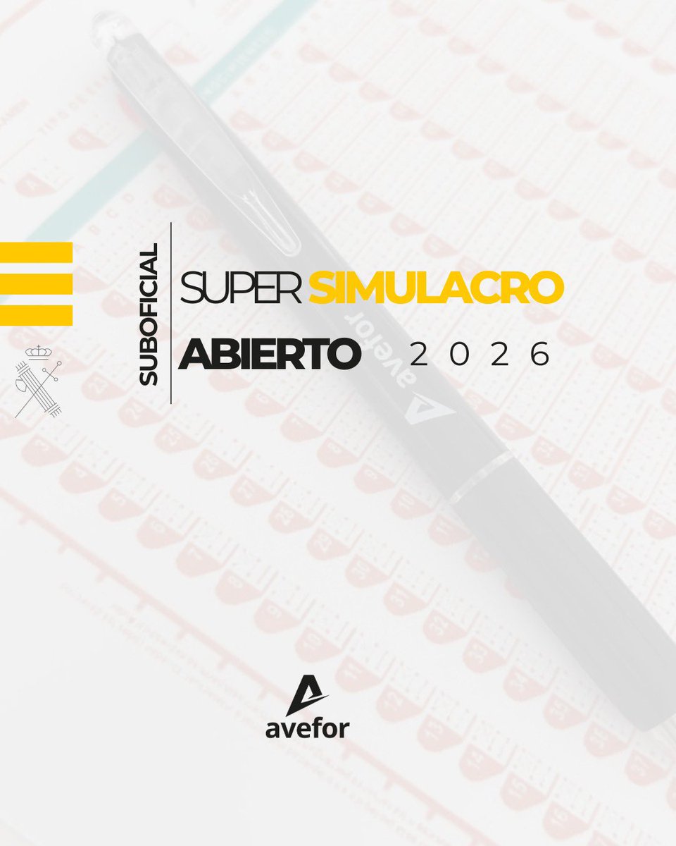 AveforFormacion's tweet photo. Simulacro completo de ascenso a suboficial 

🔸Conocimientos (100 preguntas)
🔸Inglés (20 preguntas)
🔸Psicotécnicos (80 preguntas)
🔸Corrige con baremo real
🔸Calcula tu posición en el escalafón 2025
🔸Informe PDF personalizado

🗓️24/04

✍️Inscríbete: 
https://t.co/0btjvGihjk https://t.co/AgFYFwKHWr