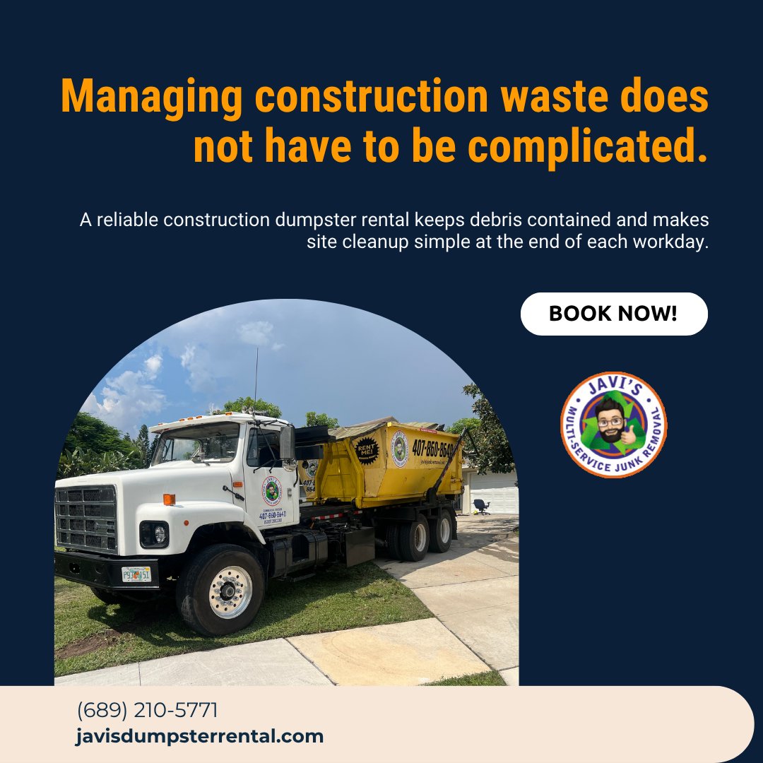 javisdumpsters's tweet image. A reliable construction dumpster rental keeps debris contained and makes site cleanup simple at the end of each workday. 

Discover a practical solution at 

     javisdumpsterrental.com

#ConstructionProjects #DumpsterRental #SiteCleanup