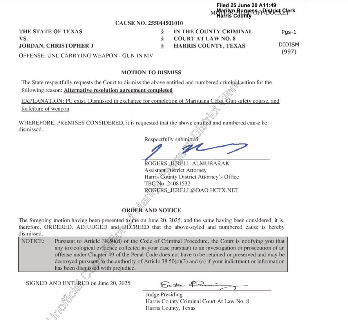 ‼️Harris County Murder Case

According to court records, Christopher Jordan, 23 is charged with murder after a physical altercation turned deadly, leaving 18-year-old Anthony Perla shot and killed just two weeks before his 19th birthday.

Jordan remained on scene and waited for