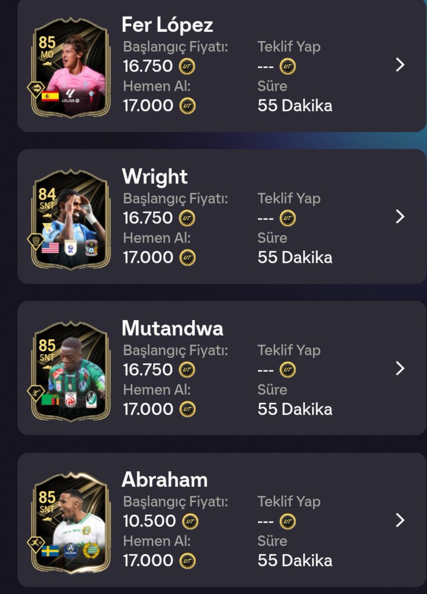 📢 TOTW kartları 17K oldu. Gidişata göre satış zamanını belirleyeceğim.